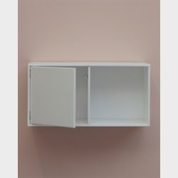 Smal KVADRAT reol med 2 rum - hvidmalet birk